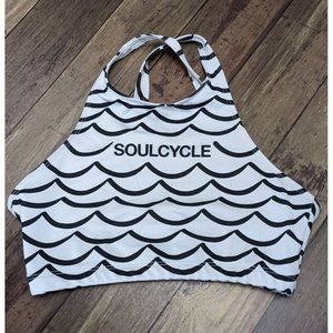 SOULCYCLE B&W Wave Print Halter Crossback Sports Bra S/M